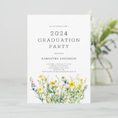 Gele Bloemen Wildflower Graduation Party Kaart (Staand voorkant)