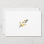 Gele Bloemen Wit & Gouden Tekst Bruiloft Details Kaart (Achterkant)