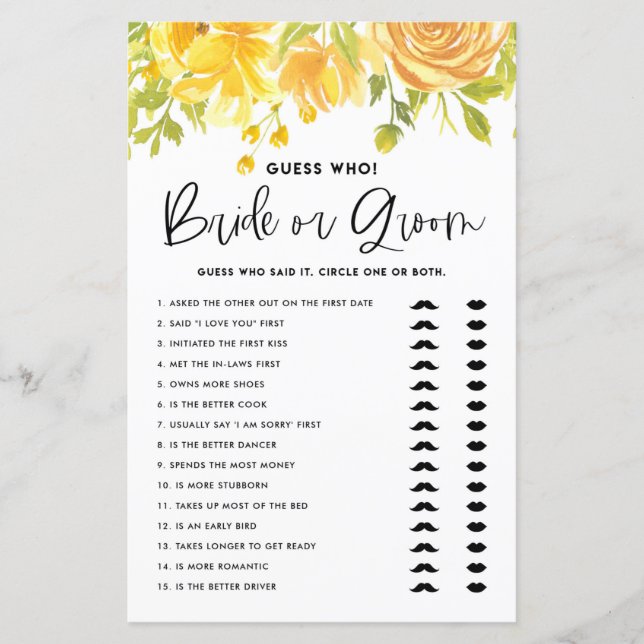 Gele bloemen zei dat ze het schoenenspel zei (Voorkant)