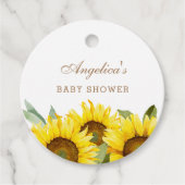 Gele Bloemen Zonnebloem Baby Meisje Douche Dank u Bedankjes Labels (Voorkant)