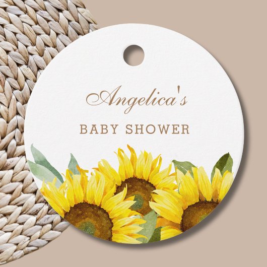 Gele Bloemen Zonnebloem Baby Meisje Douche Dank u Bedankjes Labels