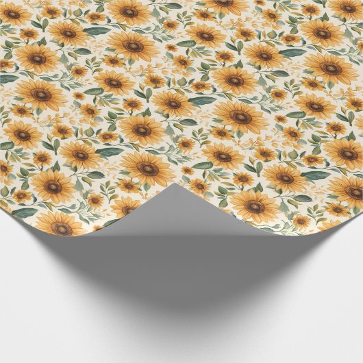 Gele Bloemen Zonnebloemen Cadeaupapier (Hoek)