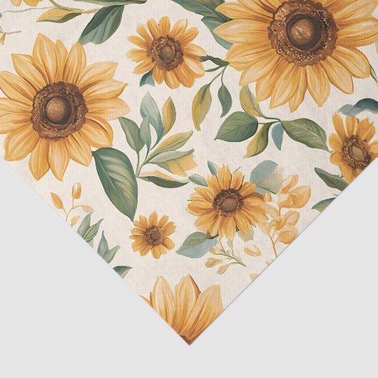 Gele Bloemen Zonnebloemen Tissuepapier (Detail)
