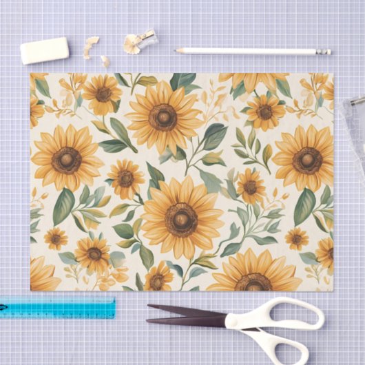 Gele Bloemen Zonnebloemen Tissuepapier (Craft)