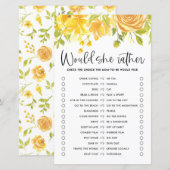 Gele Bloemen Zou Ze Liever Baby Shower Spel (Voorkant / Achterkant)