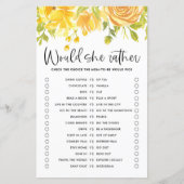 Gele Bloemen Zou Ze Liever Baby Shower Spel (Voorkant)