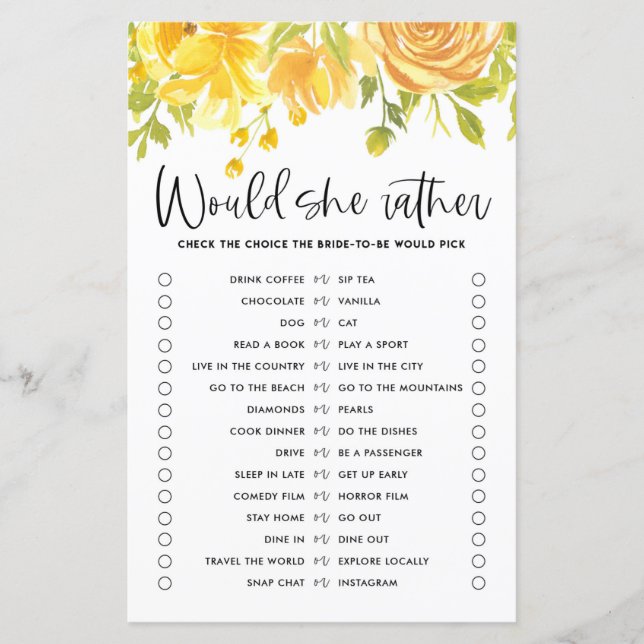 Gele bloemen zouden een Vrijgezellenfeest zijn (Voorkant)