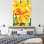 Gele bloemenbloem waterverf canvas afdruk (Insitu (Slaapkamer))