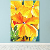 Gele bloemenbloem waterverf canvas afdruk (Insitu (Houten vloer))