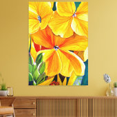 Gele bloemenbloem waterverf canvas afdruk (Insitu (Woonkamer))