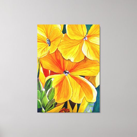 Gele bloemenbloem waterverf canvas afdruk (Voorkant)
