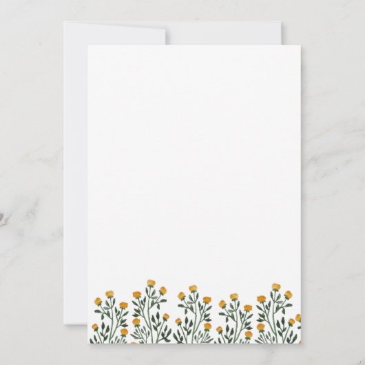 Gele Bloemenbloesem Bruidsdouche uitnodiging (Achterkant)