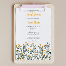 Gele Bloemenbloesem Bruidsdouche uitnodiging