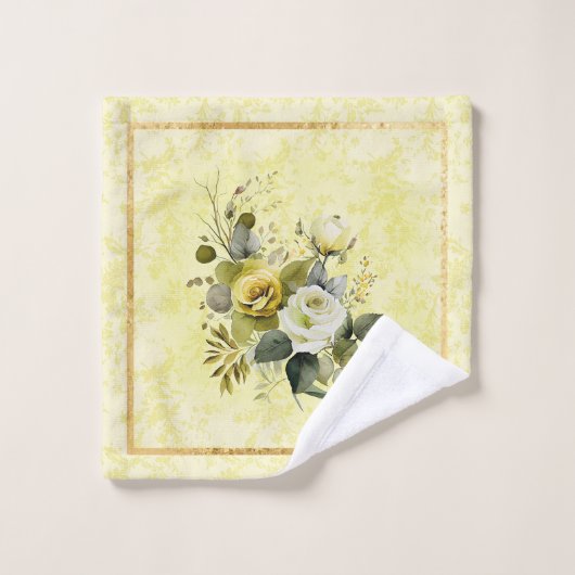  gele bloemendamast handdoek set (Wasdoekje)