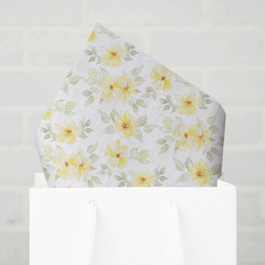 Gele bloemendecoupe tissuepapier, bloemen tissuepapier (Cadeauzakje)