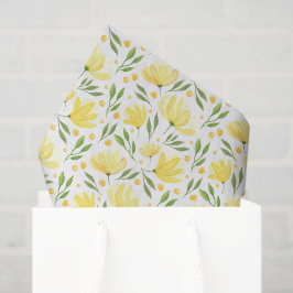 Gele bloemendecoupeerpapier, botanisch tissuepapier