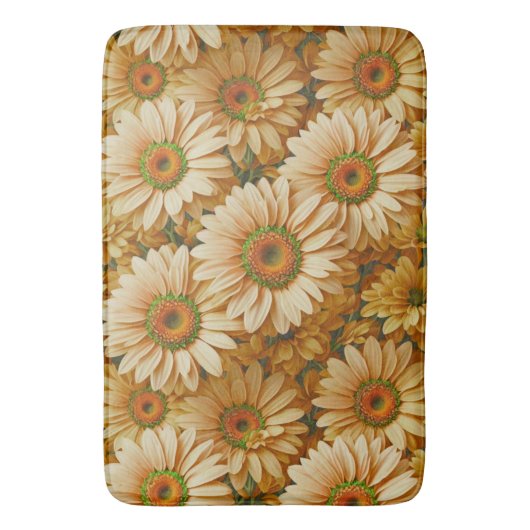 Gele bloemengele zonnebloem gele madeliefjes badmat (Voorkant Verticaal)