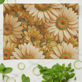 Gele bloemengele zonnebloem gele madeliefjes theedoek (Gevouwen)