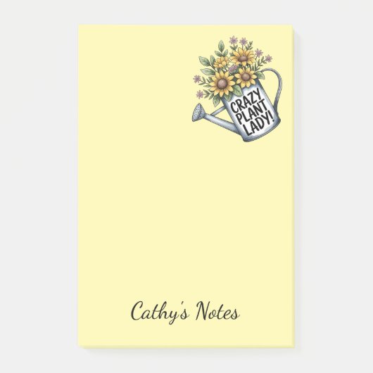 Gele bloemengieter Gekte Plantendame Post-it® Notes (Voorkant)