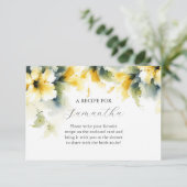 Gele bloemenhibiscus recept voor de bruid informatiekaartje (Staand voorkant)