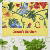 Gele bloemenkeuken handdoeken (Gevouwen)