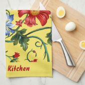 Gele bloemenkeuken handdoeken (Quarter Fold)