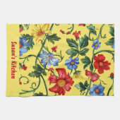 Gele bloemenkeuken handdoeken (Horizontaal)