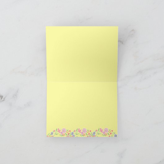 Gele BloemenKroon met Monogram Notitiekaartje (Binnen)