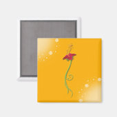 Gele bloemenmagneet_vierkant magneet (Voorkant / Achterkant)