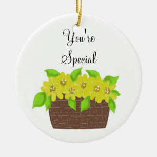 Gele Bloemenmand - Je Bent Speciaal Keramisch Ornament