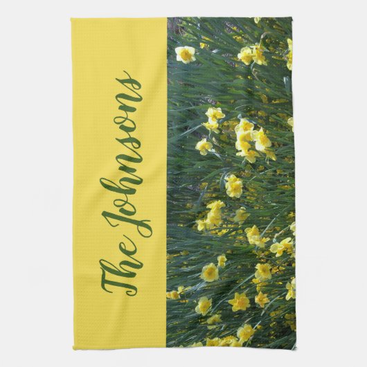Gele bloemennarcissen theedoek (Verticaal)