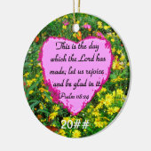 GELE BLOEMENPSALM 118:24 FOTOONTWERP KERAMISCH ORNAMENT (Links)