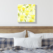 Gele bloemenschildering in waterverf canvas afdruk (Insitu (Slaapkamer))