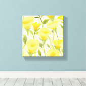 Gele bloemenschildering in waterverf canvas afdruk (Insitu (Houten vloer))