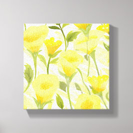 Gele bloemenschildering in waterverf canvas afdruk