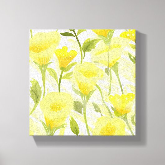 Gele bloemenschildering in waterverf canvas afdruk (Voorkant)