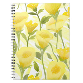 Gele bloemenschildering in waterverftechniek notitieboek