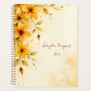 Gele bloemenspiralbundel lente botanisch planner