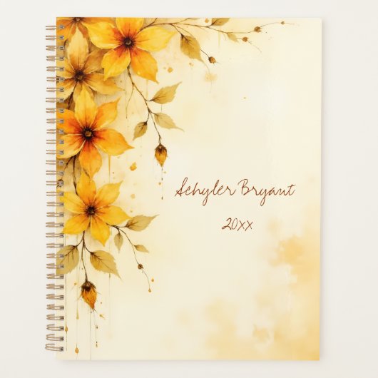 Gele bloemenspiralbundel lente botanisch planner (Voorkant)
