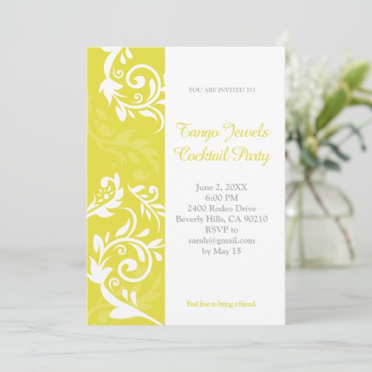 gele bloemenuitnodiging kaart (Staand voorkant)