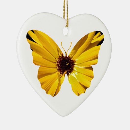 Gele bloemenvlietsilhouet keramisch ornament (Rechts)