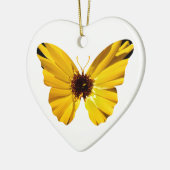 Gele bloemenvlietsilhouet keramisch ornament (Links)