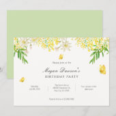 Gele bloemenvlinder planten verjaardag kaart (Voorkant / Achterkant)