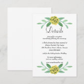 Gele bloemgroen bladgroen trouwdetails aankondiging (Voorkant / Achterkant)