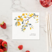 Gele bloemige aangepaste cocktail servet (Insitu)