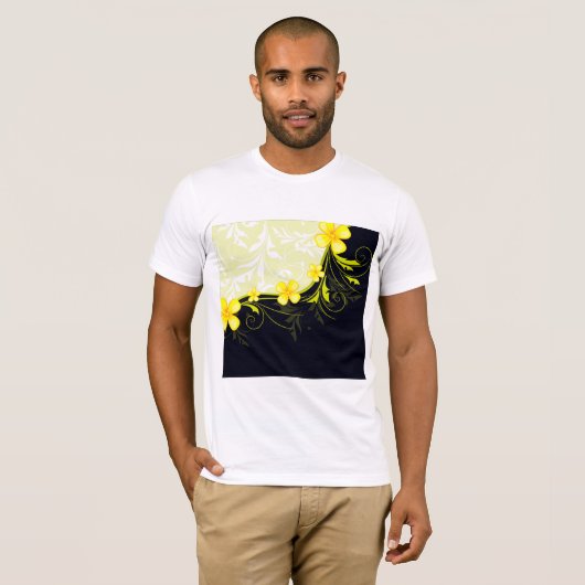 Gele bloemige achtergrond Mannen T-shirt (Voorkant volledig)