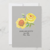 Gele bloemige aquarel 50ste huwelijksverjaardag kaart (Achterkant)