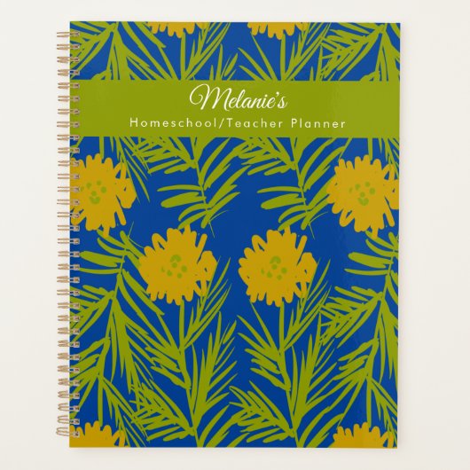 Gele Bloemige Docent School Huisonderwijs Planner (Voorkant)