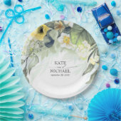 Gele Bloemige Dromerige Tuinbruiloft Papieren Bordje (Feest)