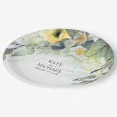 Gele Bloemige Dromerige Tuinbruiloft Papieren Bordje (Gekanteld)